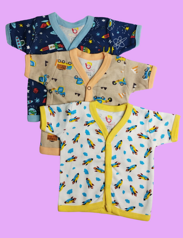 Soft Cotton Baby T-Shirt Set Baby Half Sleeve Vest – 3 in 1 Combo Pack (3–6 Months)