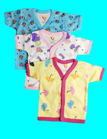 Baby Half Sleeve Vest T-Shirt – 3 in 1 Combo Pack (Multicolor, Printed)