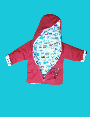 Red Double-Side Wearable Baby Sweater – Ultra-Soft, Reversible Warmth for 3–6 Months