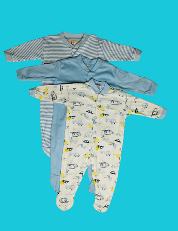Cute 3-in-1 Cotton Full Sleeve Rompers | Sleepsuits (3–6 Months)