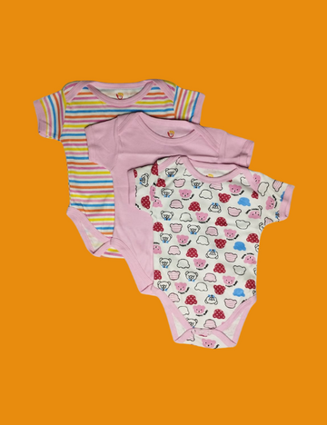 3-in-1 Ultra Soft Half Rompers Combo Pack – Unisex, Breathable Cotton