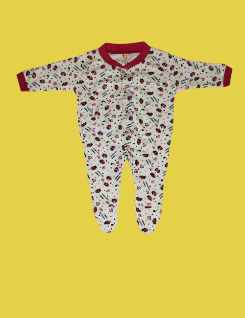 3-in-1 Full Sleeve Rompers Combo (3–6 Months) – Soft Cotton Footed Sleepsuits