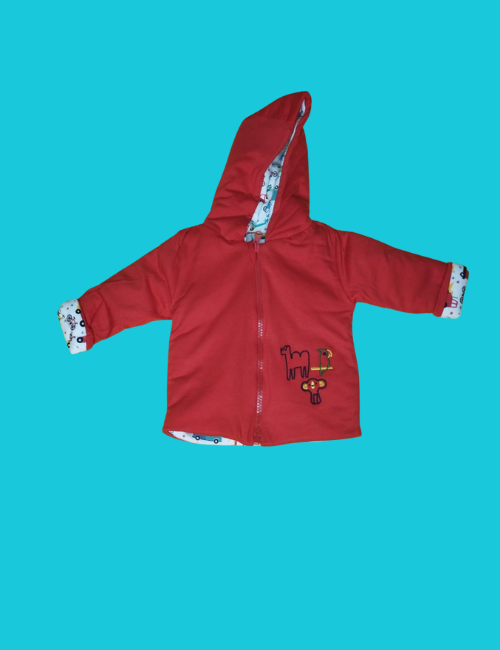 Red Double-Side Wearable Baby Sweater – Ultra-Soft, Reversible Warmth for 3–6 Months