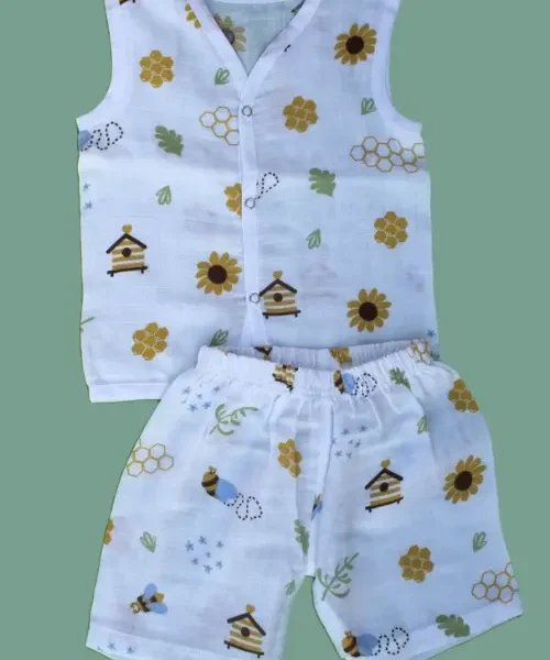Soft Muslin Comfort  -  Co-Ord set For 6 to 12  Months 🐝🌻