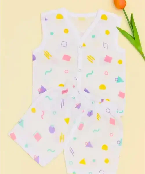 Sleeveless Comfort Cotton Co-Ord Set for 6  TO 12 Months Babies