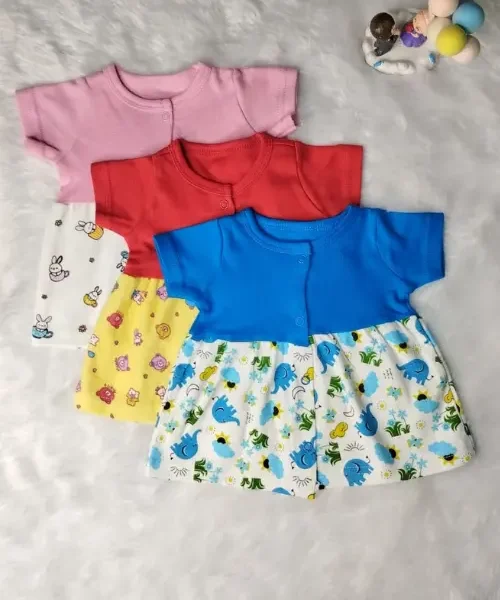 Soft & Sweet: 3-Pack Newborn Frocks (Pure Cotton)